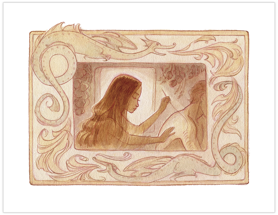 “An Herbwife Lives by the Dragons’ Eyrie” Art Print by Casey Robin